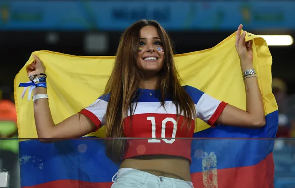 Picture girl, flag, cheerleader, Colombia