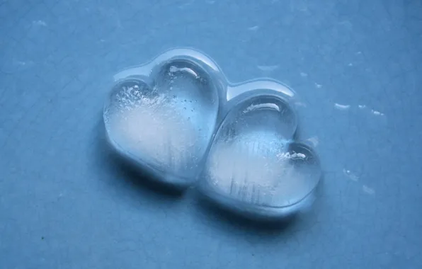 Picture BACKGROUND, WATER, PAIR, ICE, HEART, FORM, MOOD, BLUE