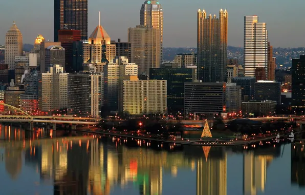 City, the city, USA, Pennsylvania, Pittsburgh, Christmas and New Year