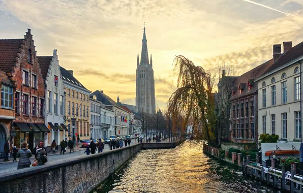 Picture the city, home, channel, Belgium, Bruges, Alexander Shandov