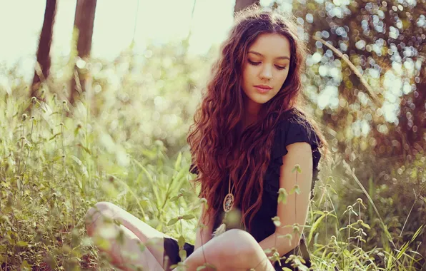 Summer, grass, girl, piercing
