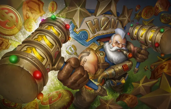 Money, hammer, dwarf, art, Heroes of Newerth, moba, plinko smith