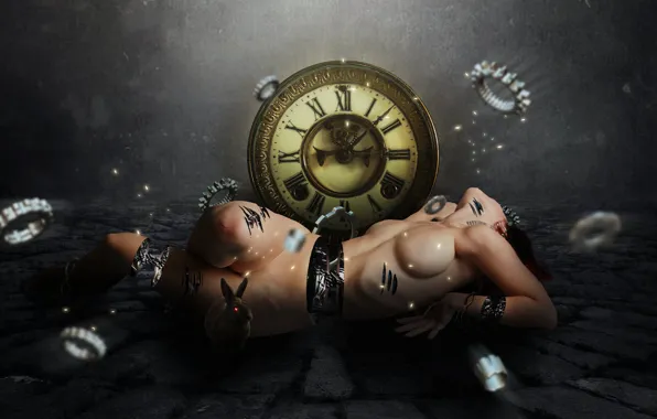Girl, abstraction, fantasy, watch, sestrenki, mechanical