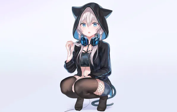Girl, sexy, cleavage, shorts, blouse, thighhighs, long hair, boobs