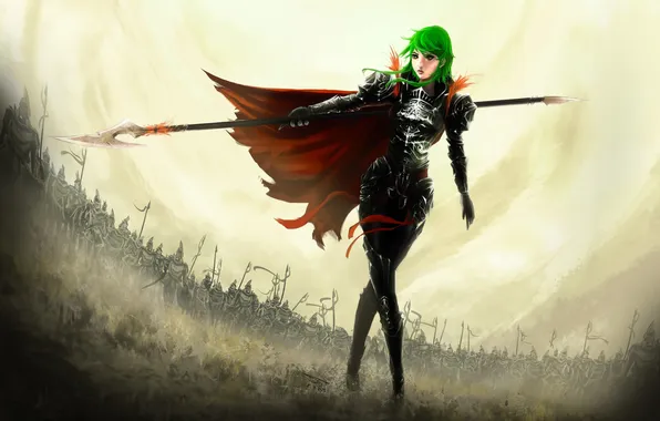 Look, girl, weapons, paint, armor, soldiers, spear, art