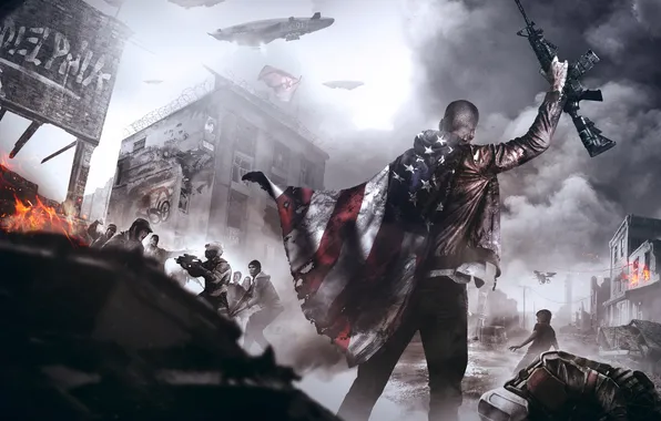 Picture war, flag, warrior, soldiers, the uprising, Homefront: The Revolution