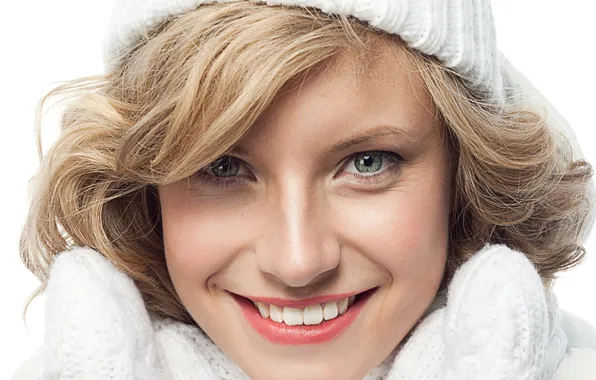 Picture look, close-up, face, smile, mood, hat, makeup, scarf