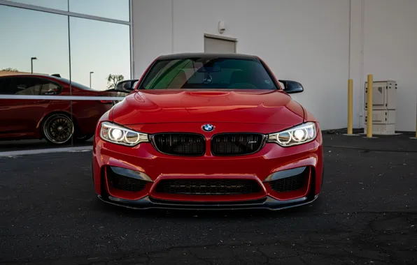 Picture BMW, RED, Face, Reflection, F80, Sight