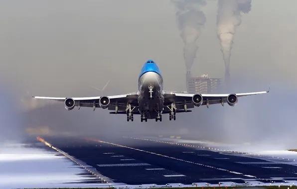 Picture aviation, the plane, runway, landing, passenger liner, boeing 747, Dutch Airline