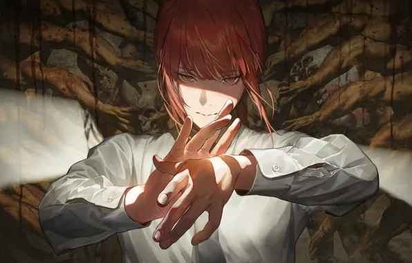 Girl, hands, skull, Chainsaw Man, Makima