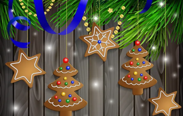 Picture snow, decoration, balls, New Year, Christmas, Christmas, Xmas, cookies
