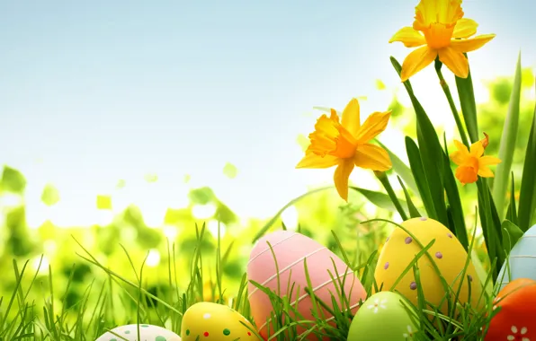 Picture flowers, eggs, spring, Easter