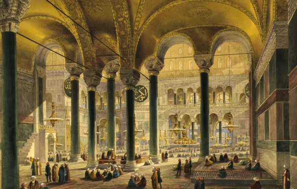 Interior, mosque, Museum, Istanbul, Turkey, Hagia Sophia, , While Agia Sophia