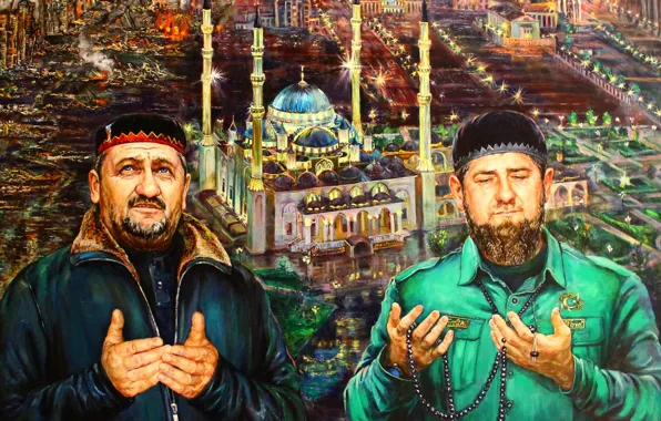 Picture, Two, Men, Chechen Republic, Ramzan Kadyrov, A gaze directed to eternity, Tatiana Ponomarenko-Leverash, Akhmat-Hadji …