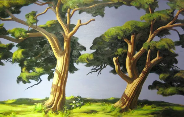 Summer, trees, picture, art, painting, harmony, painting, nature.