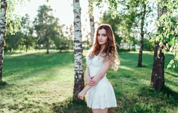 Picture look, trees, face, pose, Girl, makeup, hairstyle, Cyril Masanov
