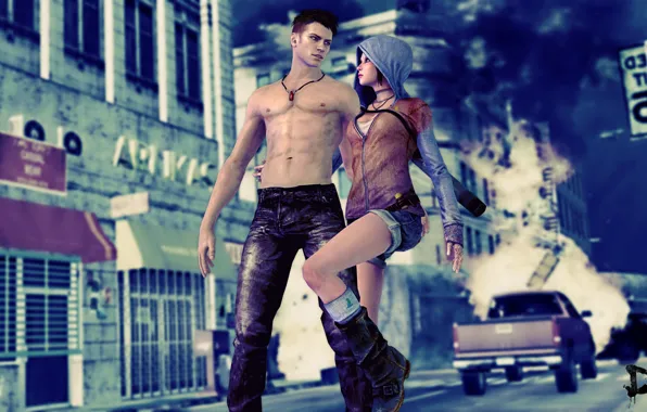 Machine, look, shorts, jeans, destruction, hood, Dante, DmC