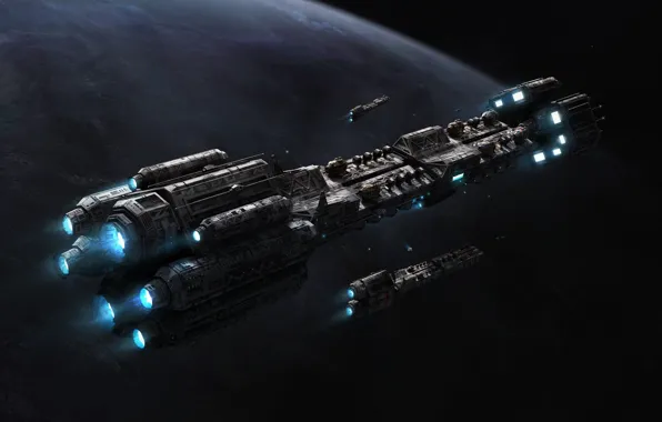 Planet, Space, Ships, Fantasy, Art, Space, Spaceship, Fiction