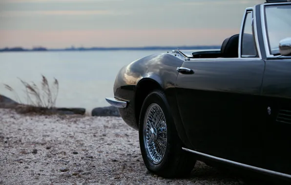 Picture black, Maserati, the door, 1969, Roadster, body, spider, on the shore