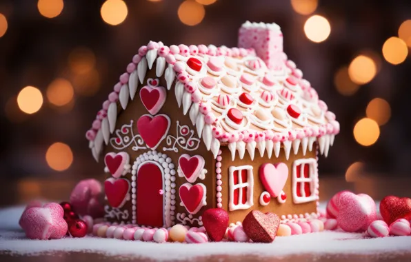 Pattern, cookies, Christmas, New year, house, dessert, sweet, glaze