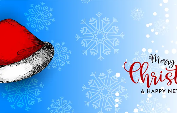 Snow, snowflakes, the inscription, Christmas, New year, banner, snowfall, blue background