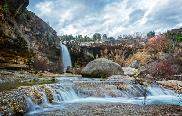 Stones, rocks, HDR, waterfalls, Spain, stones, Spain, waterfalls