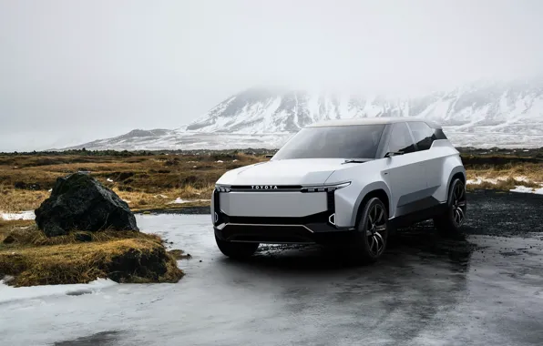 Ice, mountains, Toyota, bokeh, kruzak, Toyota, electric, snow