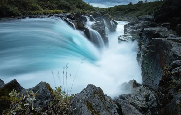 River, stones, rocks, shore, waterfall, stream, couples, waterfalls