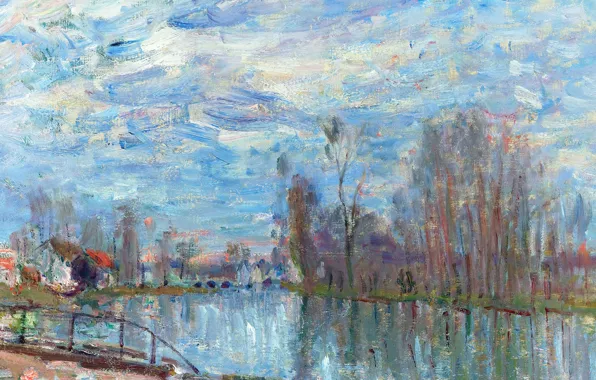 Landscape, picture, Alfred Sisley, Alfred Sisley, The river Loing and the Bridge at Moret-sur-Luena