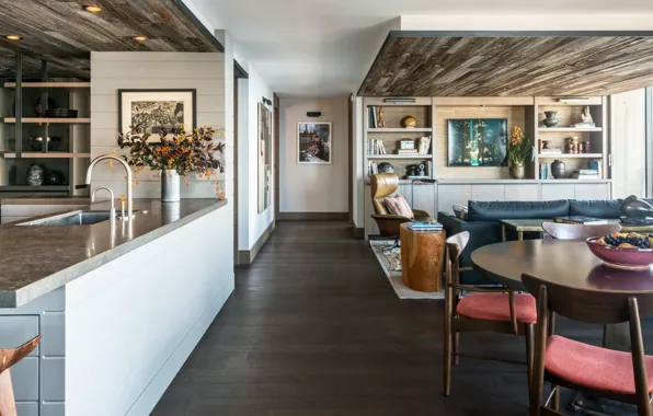 Interior, kitchen, vintage, living room, cozy, dining room, NONAGON style, Continental Place Apartment