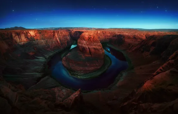 Picture the sky, stars, night, river, Colorado, AZ, USA, the Glen canyon