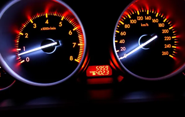 Speed, blur, Speedometer, car, bright colors