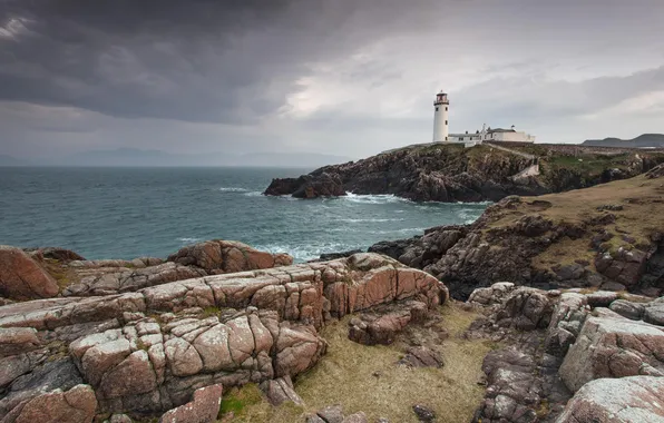 Landscape, the ocean, rocks, lighthouse