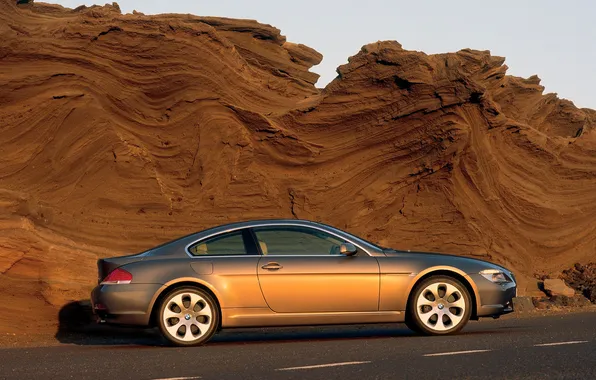 Road, rock, silver, BMW, highway, BMW, E63, BMW E63