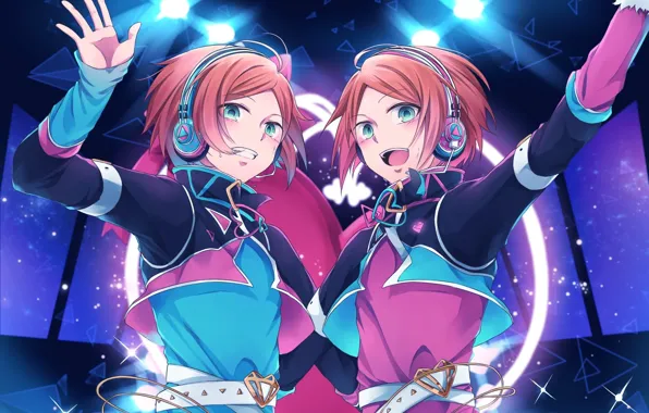 Headphones, art, concert, guys, ensemble stars!