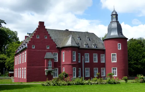 Picture trees, design, castle, lawn, Germany, the bushes, Castle Alsdorf