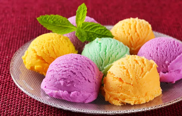 Ice cream, colorful, fruit