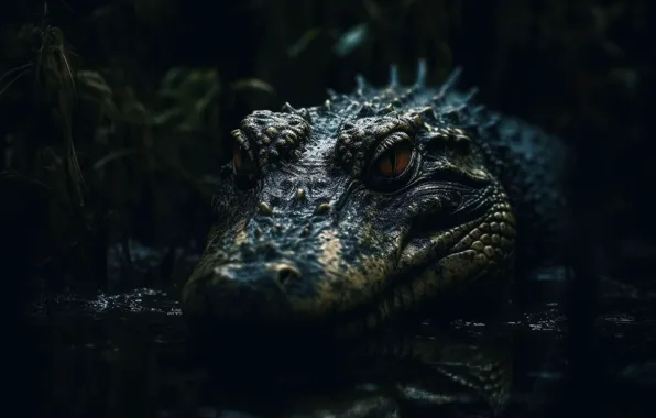 Crocodile, digital art, AI art, neural network, the art of artificial intelligence