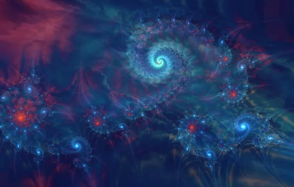 Purple, blue, abstraction, pattern, dark, spiral, fractal, ornament