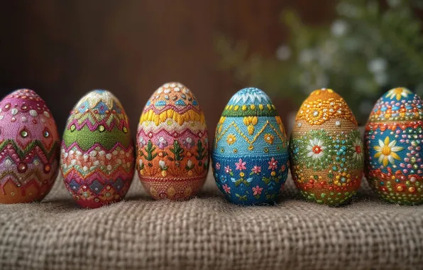 Holiday, pattern, eggs, spring, rhinestones, Easter, thread, creativity