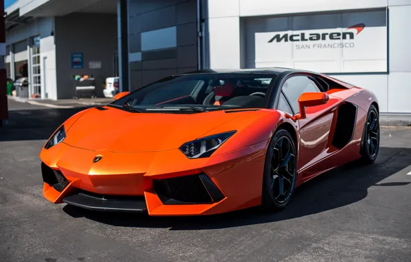 Picture Lamborghini, orange, Aventador, San francisco