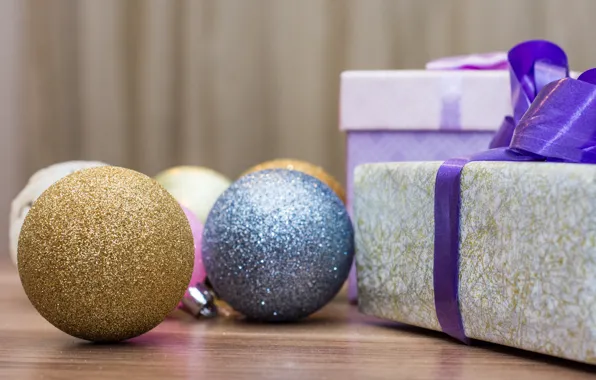 Gift, balls, new year