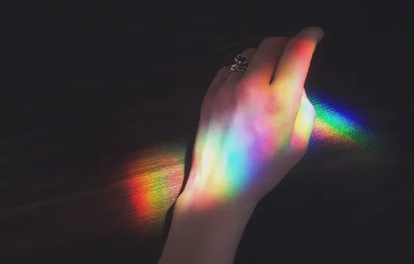 Color, girl, table, hand, rainbow, ring, nails