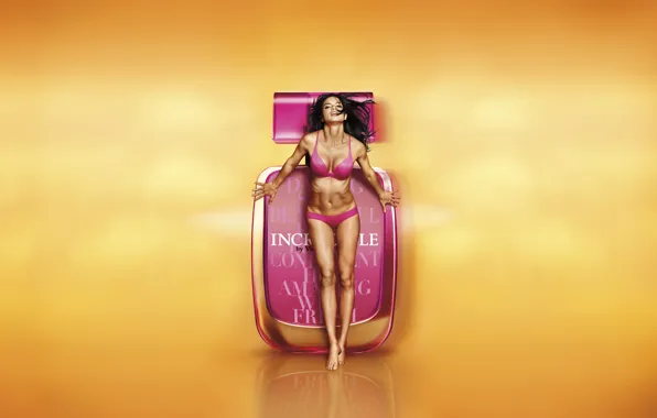 Purple, girl, yellow, Adriana Lima, Adriana Lima, Victoria’s Secret, perfume, advertising of spirits