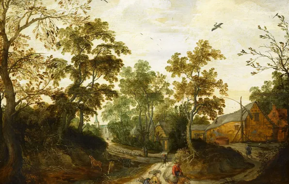Picture landscape, picture, The Edge Of The Village, Willem Bundel