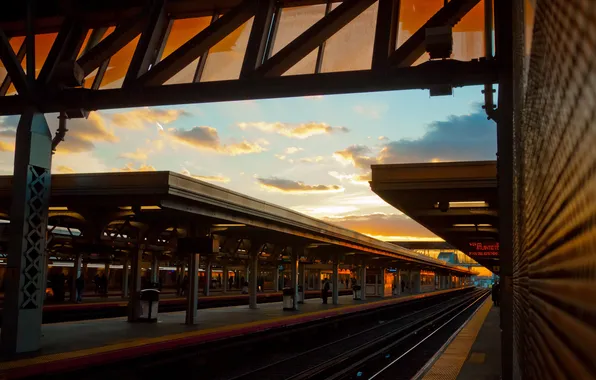 The sky, station, scoreboard