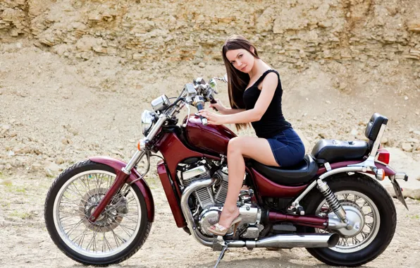 Girl, sexy, motorcycle, bike