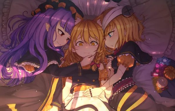 Light, girls, shadow, trio, Touhou, Touhou, Touhou