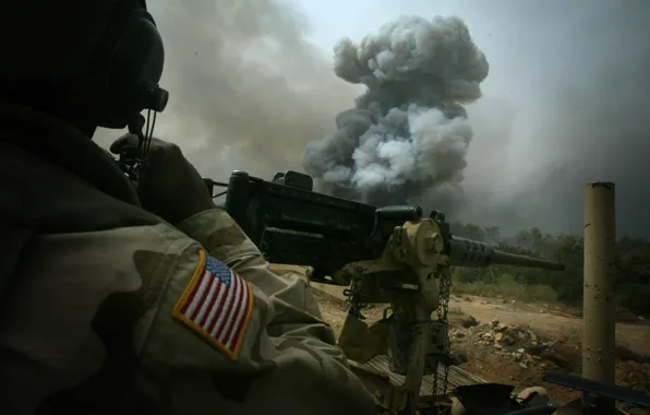 Picture the explosion, machine gun, shootout, usa, the convoy, Iraq