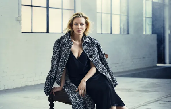 Makeup, dress, actress, hairstyle, blonde, coat, photoshoot, posing